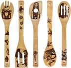 Unique Pattern Burned Wooden Spoons Nightmare before Christmas Kitchen Slotted Spoon House Warming Presents Bamboo Utensil Set