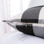 Set of 2 Buffalo Check Plaid Pillows Farmhouse Decor Christmas Pillow Covers Fall Outdoor Pillows outside Porch Pillows Cotton Linen Throw Pillow Covers Black White 18 X 18 Inches