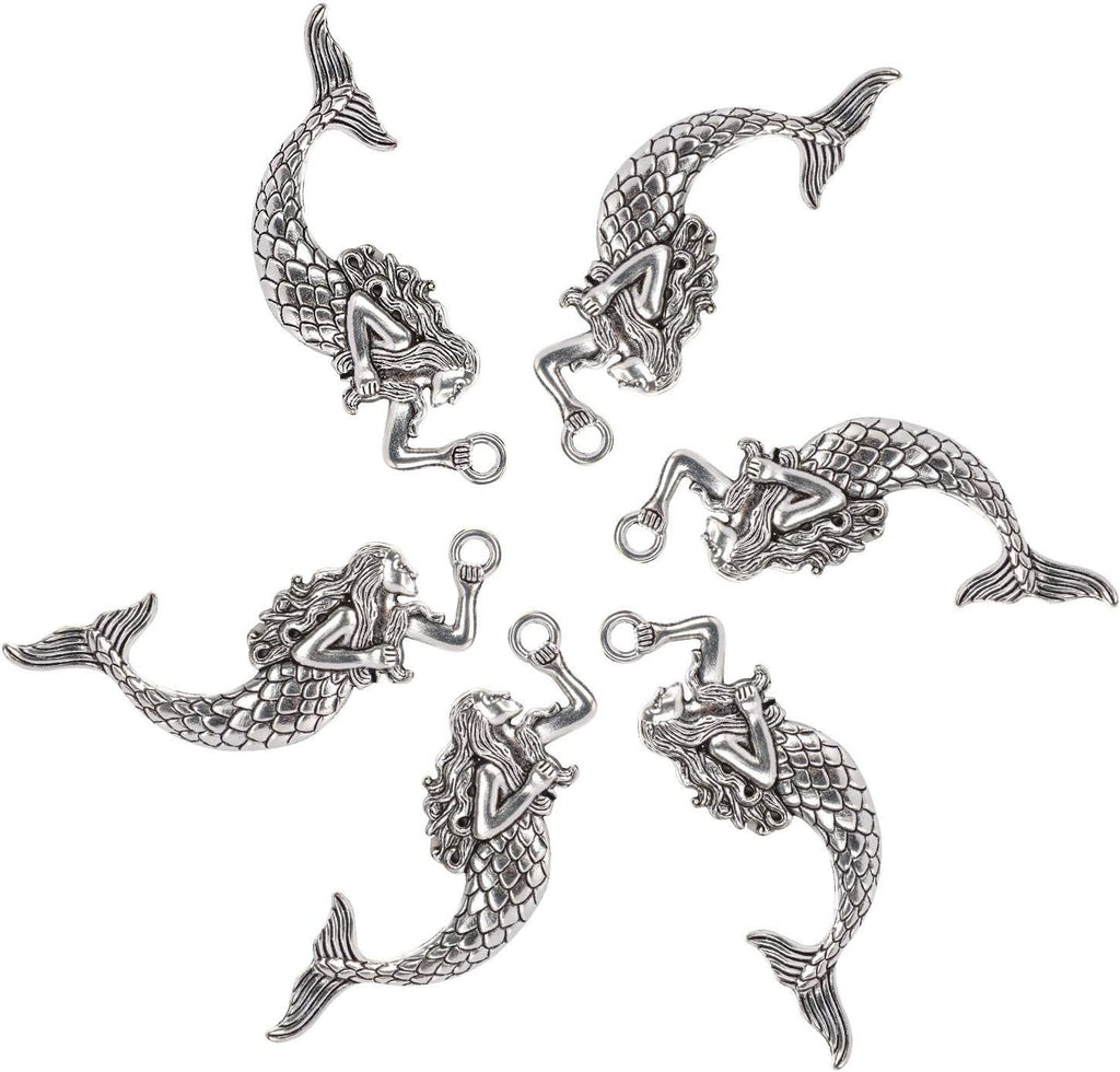 Mermaid Shower Curtain Hooks Rings - Silver Shower Curtain Hangers Rust Proof Shower Hooks for Shower Curtain, Decorative Bathroom Accessories Set, Sea Beach Theme Bathroom Decor, Set of 12