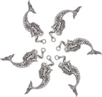 Mermaid Shower Curtain Hooks Rings - Silver Shower Curtain Hangers Rust Proof Shower Hooks for Shower Curtain, Decorative Bathroom Accessories Set, Sea Beach Theme Bathroom Decor, Set of 12