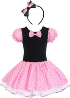 Toddler Girl Polka Dots Party Fancy Costume Tutu Dress up Dance Leotard Gymnastic Cosplay Cartoon Ear Headband