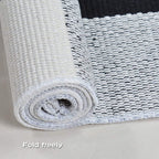 Cotton Buffalo Plaid Check Rug Black and White Rug Outdoor Porch Rugs Hand-Woven Braided Rug Farmhouse Rug Gingham Rug 27.5"X43.3"
