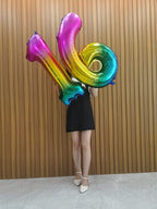 40 Inch Rainbow Large Number 5 Balloons Giant Helium Foil Mylar Digital Gradient Colorful 0 to 9 Balloon 5Th Girl Rainbow Birthday Party Decorations Supplies