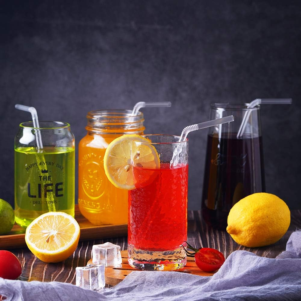 500 Pcs Clear Disposable Plastic Flexible Straws.(0.23'' Diameter and 7.7" Long)