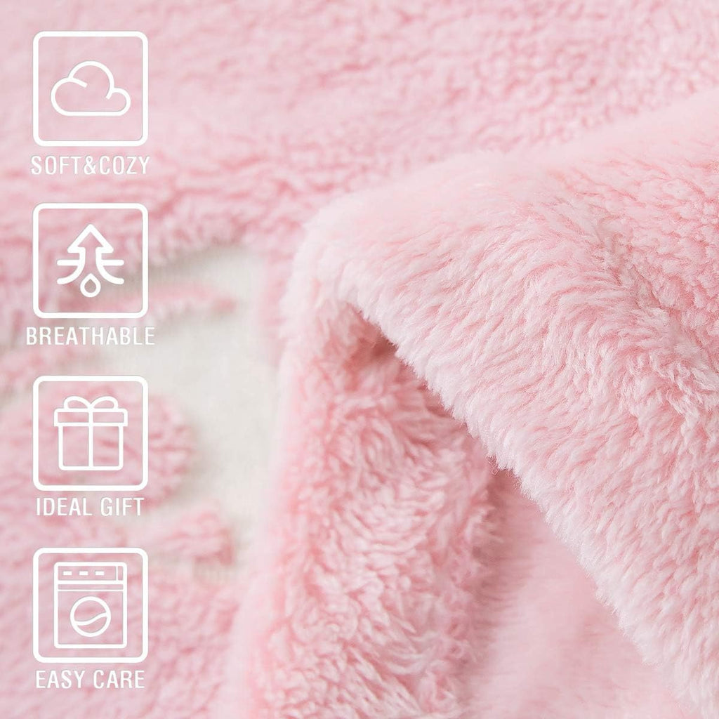 Flannel Glowing Throw Blanket Unicorn Soft Pink Kids Lightweight Comfy Luminious Blanket Glow in the Dark
