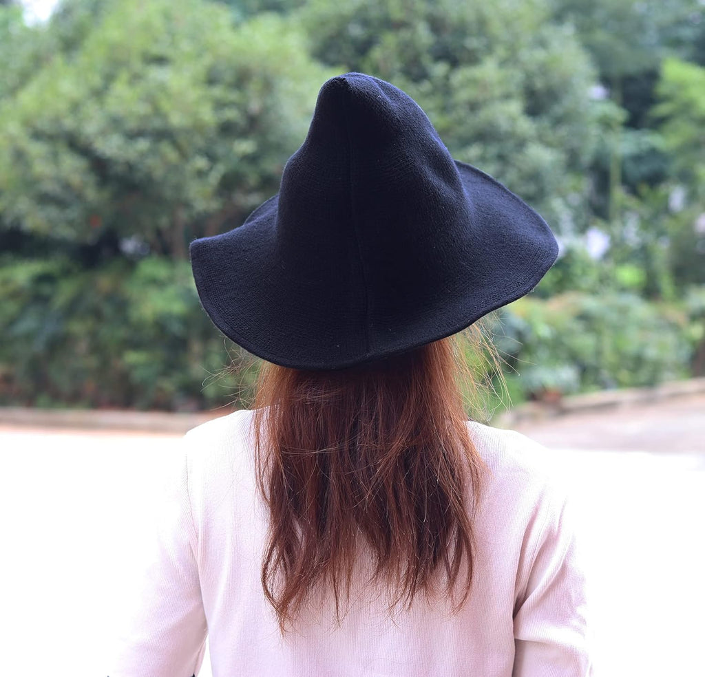 Women Halloween Witch Hat Wool Knitted Cap for Party Masquerade Cosplay Costume Accessory Daily