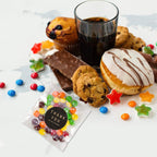 400PCS White Polka Dot Treat Bags Set Self Adhesive Candy Cookie Bags Set, 200 Cellophane Bags + 200 Thank You Sticker for Bakery Biscuit Chocolate Snacks Dessert (5.5X5.5Inches, White Polka Dot+Sticker)