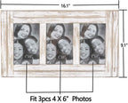 3 Picture Frames 4X6 for Wall, Photo Collage Frame Present for Christmas Birthday, Rustic Photo Frames for Home Wall Decor（White
