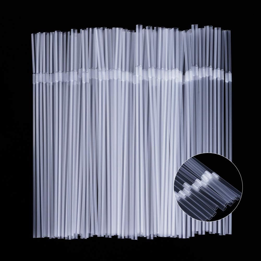 500 Pcs Clear Disposable Plastic Flexible Straws.(0.23'' Diameter and 7.7" Long)