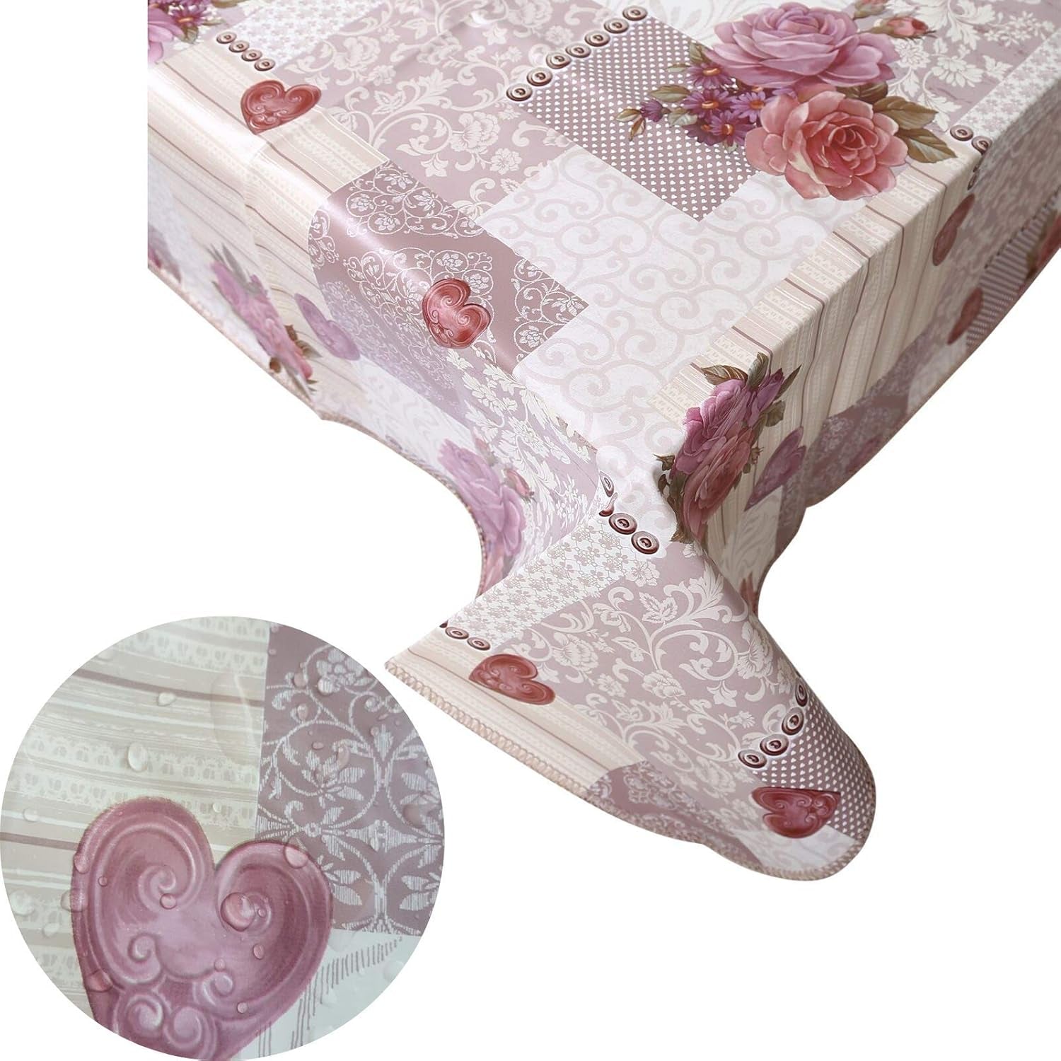 Heavy Duty Flannel Backed Vinyl Tablecloth with Flannel Backing Easy to Wipe-Clean Oilcloth Waterproof Plastic round Square Rectangle 55X55-55X71 Inch Table Cover