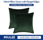 Pack of 2 Decorative Velvet Throw Pillow Cover Soft Pillowcase Solid Square Cushion Case for Sofa Bedroom Car 16X16 Inch Army Green