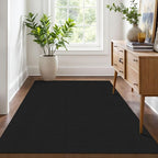 Washable Area Rug 4X6 Non Slip Rubber Backed Woven Rugs for Entryway Indoor Bedroom Rugs Kitchen Rug Floor Throw Carpet for Entrance Front Door Living Room, Black/Grey