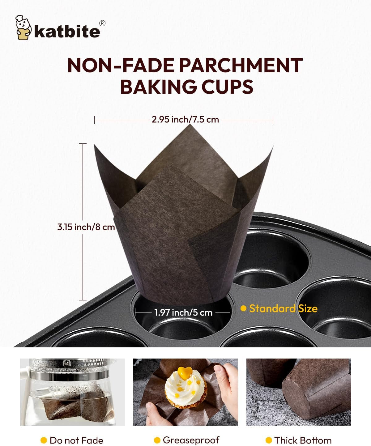Tulip Cupcake Liners 200PCS, Muffin Baking Cupcake Liners Holders, Baking Cups, Cupcake Wrapper for Party, Wedding, Birthday, (Coffee)