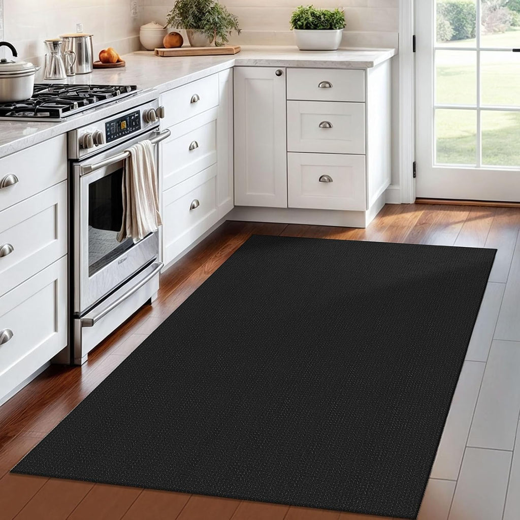Washable Area Rug 4X6 Non Slip Rubber Backed Woven Rugs for Entryway Indoor Bedroom Rugs Kitchen Rug Floor Throw Carpet for Entrance Front Door Living Room, Black/Grey