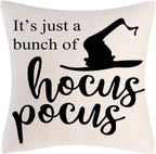 Halloween Decor Throw Pillow Covers Set of 4 Halloween Decorations Hocus Pocus Farmhouse Saying Fall Pillow Covers 18 X 18 Inches for Home Couch