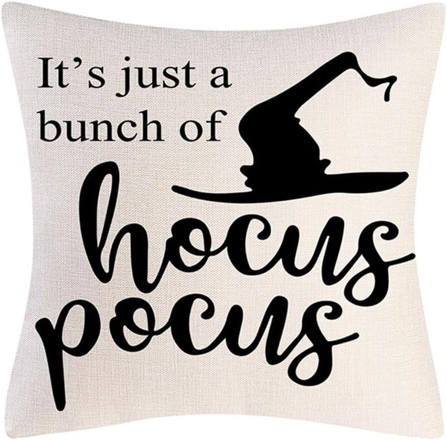 Halloween Decor Throw Pillow Covers Set of 4 Halloween Decorations Hocus Pocus Farmhouse Saying Fall Pillow Covers 18 X 18 Inches for Home Couch