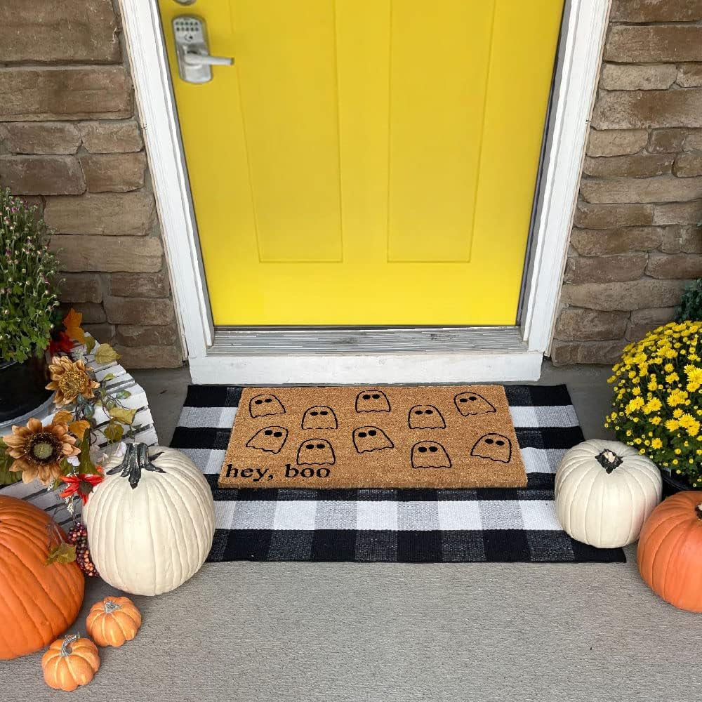 Black and White Checkered Rug - Premium 28" X 44" Buffalo Plaid Outdoor Rug - Front Porch Cotton Rug Entryway Patio - Buffalo Check Rug - Plaid Door Mat - Farmhouse Decor Washable