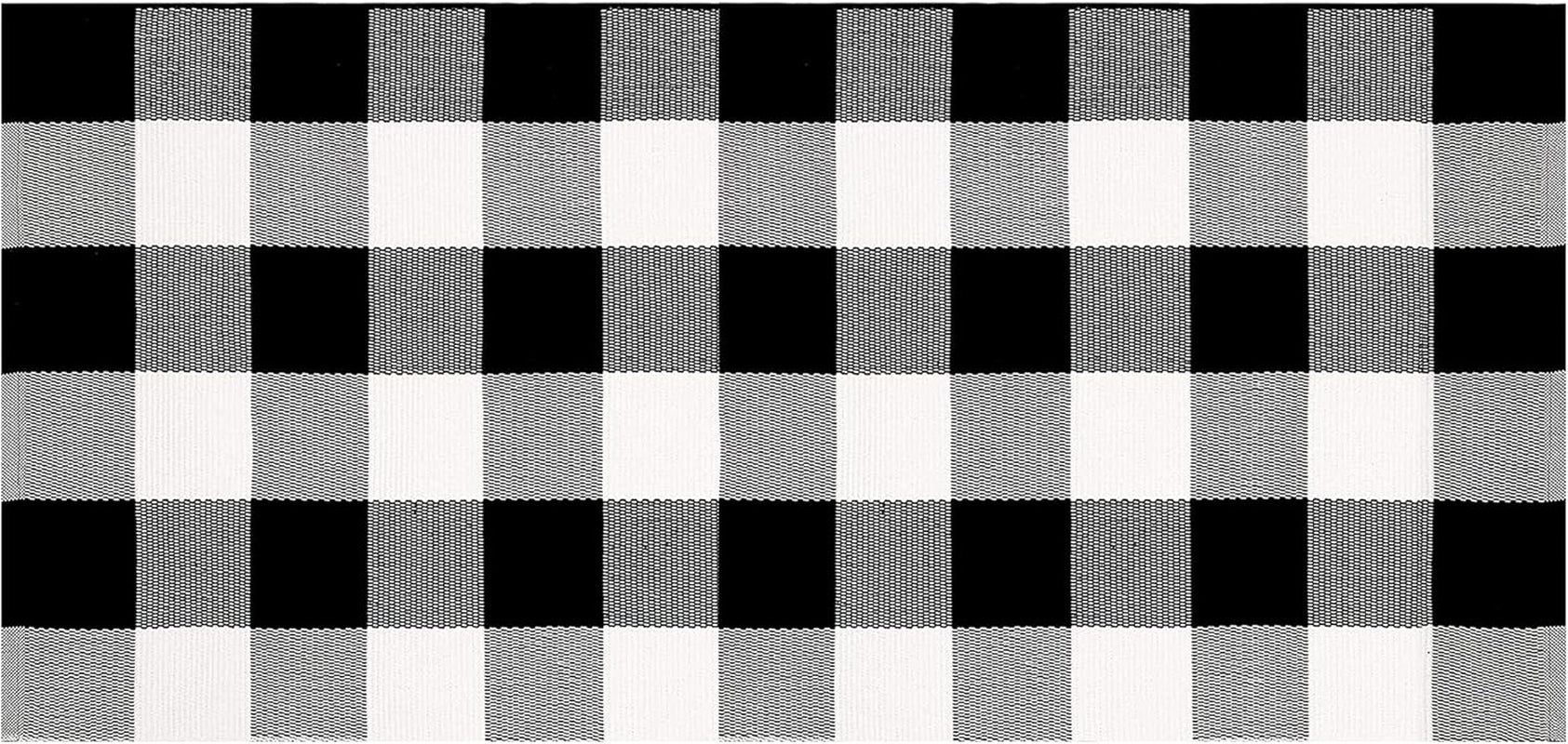 Buffalo Plaid Rug 24 X 51 Inch for Layered Hello Door Mats Washable Black and White Reversible Checked Outdoor Rugs Carpet for Front Door Entryway