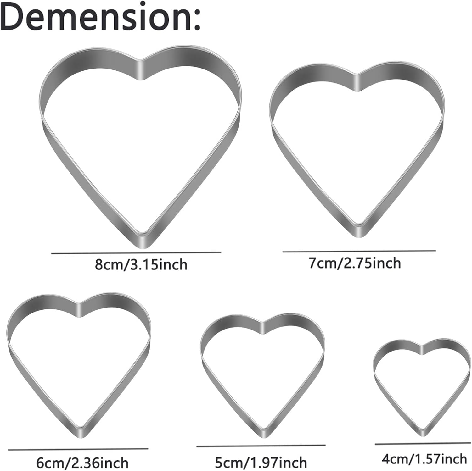 Love Heart Cookie Cutter, Pack of 5…