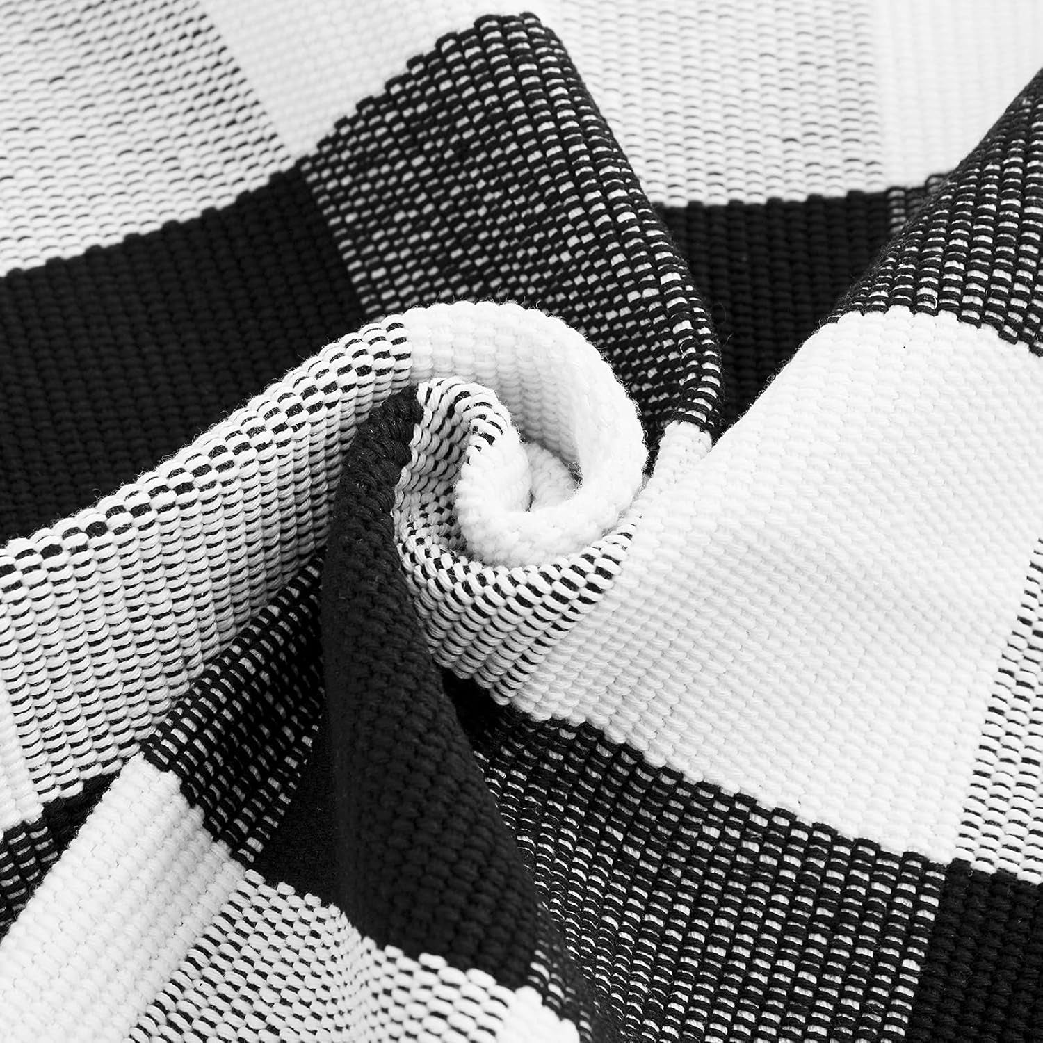 Buffalo Plaid Rug 24 X 51 Inch for Layered Hello Door Mats Washable Black and White Reversible Checked Outdoor Rugs Carpet for Front Door Entryway