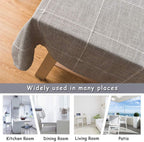 Farmhouse Tablecloth Solid Embroidery Lattice Cotton Linen Table Cloth Fabric Wrinkle Free Washable Table Cover for Kitchen Dinning Tabletop Decor (Rectangle/Oblong, 52 X 86 Inch, Grey)