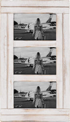3 Picture Frames 4X6 for Wall, Photo Collage Frame Present for Christmas Birthday, Rustic Photo Frames for Home Wall Decor（White