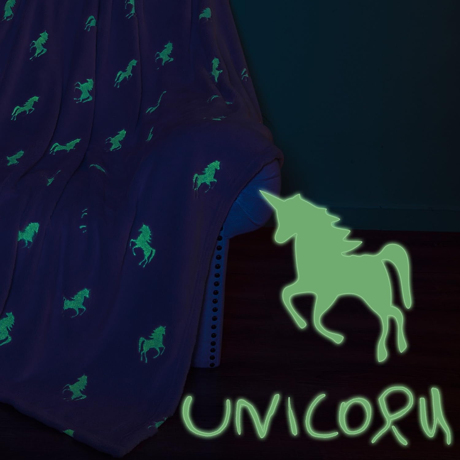 Flannel Glowing Throw Blanket Unicorn Soft Pink Kids Lightweight Comfy Luminious Blanket Glow in the Dark