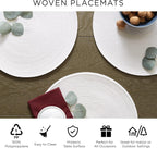 Classic Woven Tabletop Collection, Indoor/Outdoor Placemat Set, Round, 15" Diameter, Tango Red, 6 Piece
