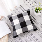 Set of 2 Buffalo Check Plaid Pillows Farmhouse Decor Christmas Pillow Covers Fall Outdoor Pillows outside Porch Pillows Cotton Linen Throw Pillow Covers Black White 18 X 18 Inches