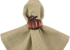 Christmas Thanksgiving Holiday Tabletop Décor Collection Decorative Napkin Ring Holder Set, 2" Diameter, Rustic Harvest Pumpkin, 6 Piece