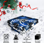 Christmas Throw Pillow Covers 16X16 Set of 4, Decorative Holiday Farmhouse Merry Xmas 16 X 16 Buffalo Check Plaid Cushion Pillow Cases for Outdoor Indoor Home House Room Couch Decor (Blue)