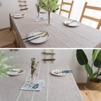 Rustic Burlap Tablecloth, Square, 55 X 55 Inch, Maroon Stripe, Tassel Edge, All-Season, Cotton/Linen, Rectangular, Dinning Room, 4 Seater