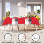 Plastic Table Cloth Disposable, 12 Pack Red Rectangle Tablecloth Individually Wrapped for Indoor&Outdoor, 54 X 108 Inch Table Cover for Party, Picnic, Birthday, Wedding & Dinner