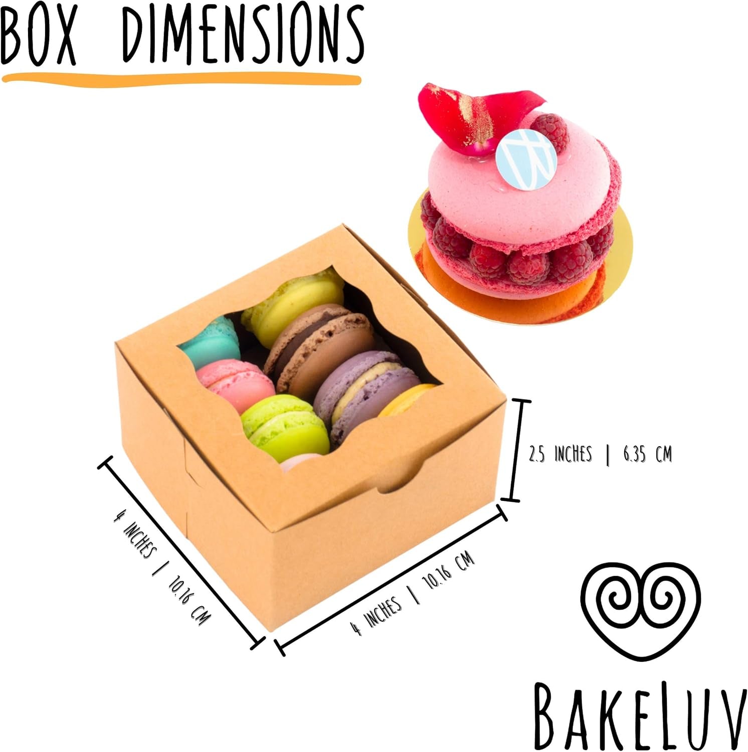 12Pcs Brown Small Cookie Boxes with Window, 4X4X2.5 Inches Bakery Boxes, Mini Cake, Treats, Macaron Packaging, Individual Cupcake, Gift Giving