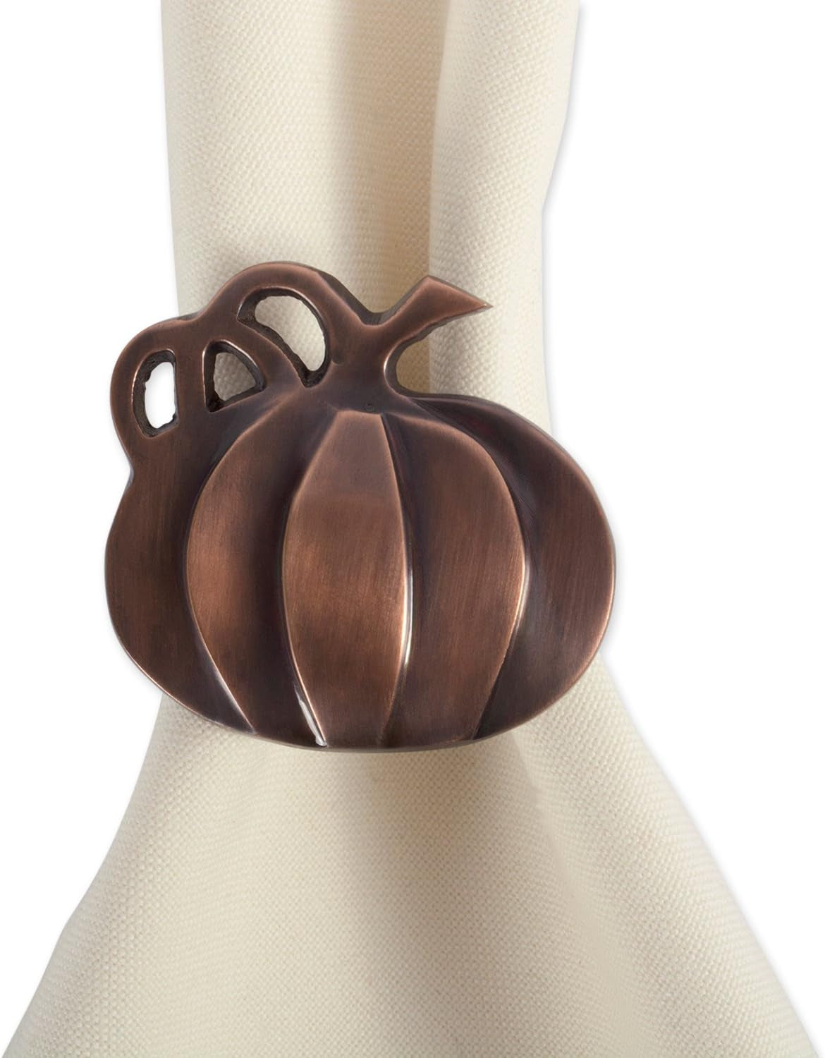 Christmas Thanksgiving Holiday Tabletop Décor Collection Decorative Napkin Ring Holder Set, 2" Diameter, Rustic Harvest Pumpkin, 6 Piece