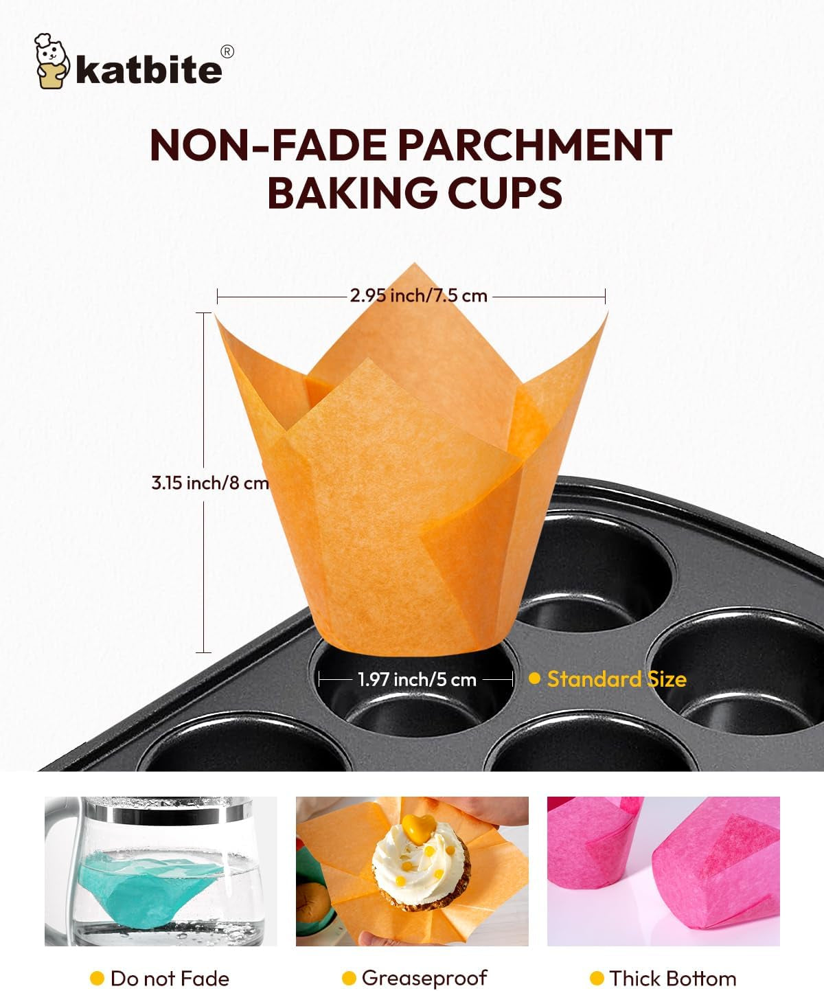 Tulip Cupcake Liners 200PCS, Muffin Liners Baking Cups, Cupcake Wrapper for Party, Wedding, Birthday, Colourful Cupcake Liners Standard Size
