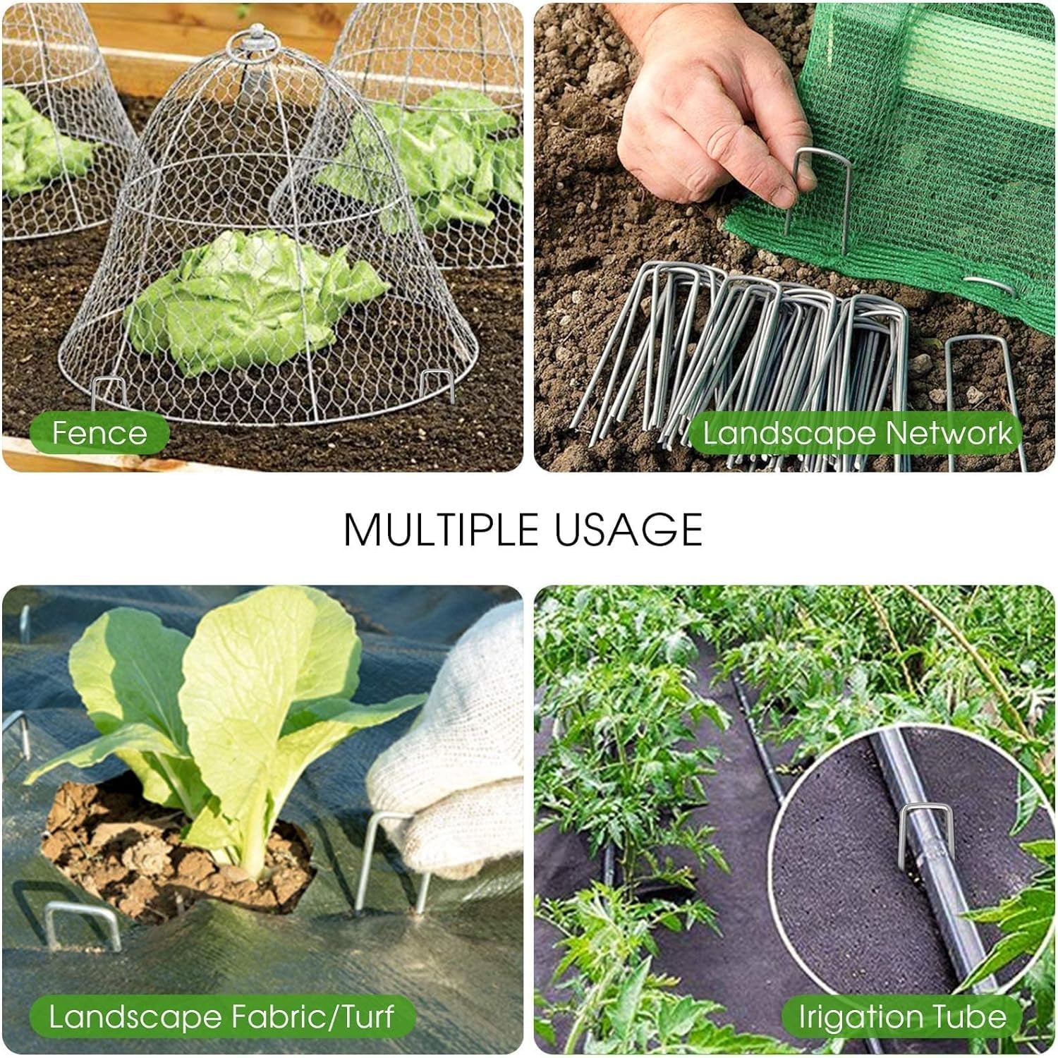 12 Inch Galvanized Garden Landscape Staples Stakes, 25 50 100 PCS Anti-Rust Garden Staples U-Shaped Landscape Pins for Secure Lawn Fabric (25, 12 Inch)