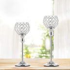 Silver Crystal Candle Holders，Candlestick Holders for Wedding Party Centerpiece