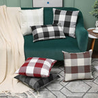 Set of 2 Buffalo Check Plaid Pillows Farmhouse Decor Christmas Pillow Covers Fall Outdoor Pillows outside Porch Pillows Cotton Linen Throw Pillow Covers Black White 18 X 18 Inches