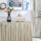 50 Inch round Sequin Tablecloth Champagne, Glitter Tablecloth for Bridal Shower Decorations, Birthday, Wedding, Dessert, Banquet（50 Inch Round, Champagne）