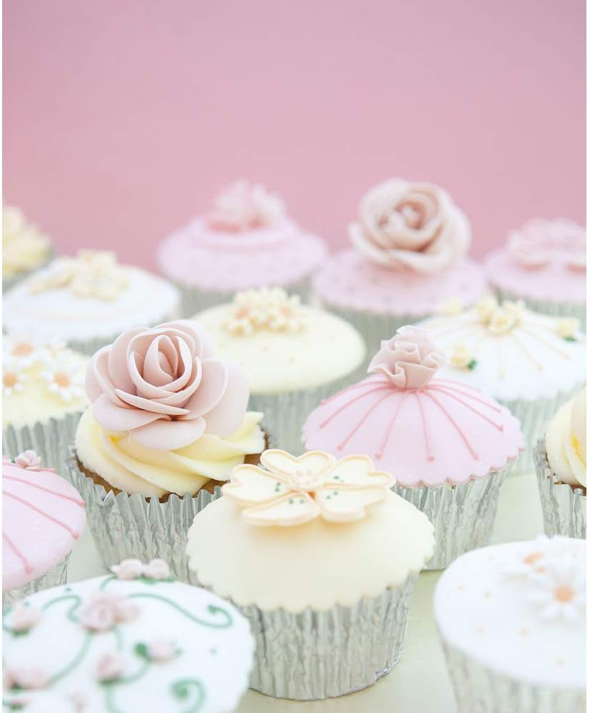 400 Pieces Foil Cupcake Liners Baking Cups Muffin Tins Treat Cups Foil Metallic Cupcake Liners for Weddings,Birthdays,Baby Showers,Silver Rose Gold Black and Gold