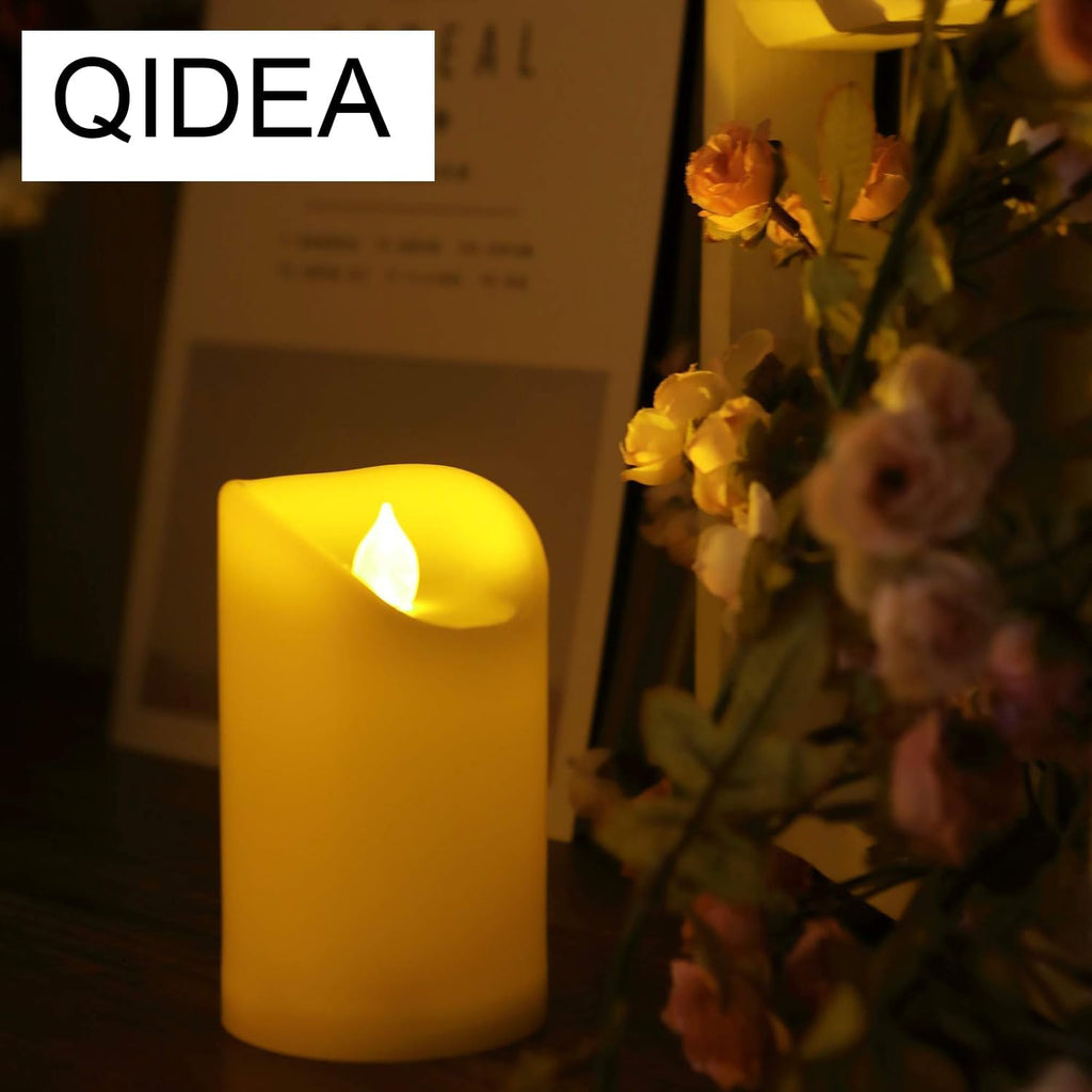 Flameless Outdoor Waterproof LED Pillar Candle with Remote Timer Battery Operated Flickering Resin Candle Light for Halloween Christmas Wedding Party Centerpiece Decorations Supplies 3”X 5” 2-Pack