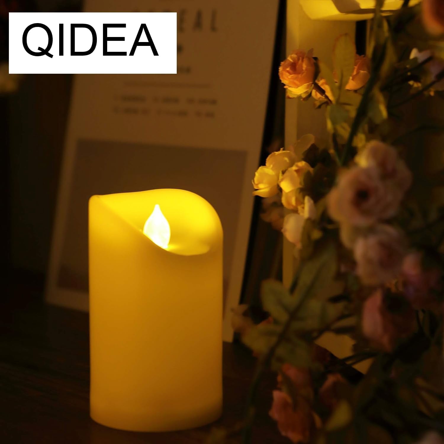 Flameless Outdoor Waterproof LED Pillar Candle with Remote Timer Battery Operated Flickering Resin Candle Light for Halloween Christmas Wedding Party Centerpiece Decorations Supplies 3”X 5” 2-Pack