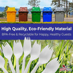 Durable Bpa-Free White Disposable Sporks 50 Pack. Recyclable, Eco-Friendly, Travel and Kid Safe Fork and Spoon 2-In-1 Eating Utensils. Cutlery for School Lunch, Picnics, Camping and Arts and Crafts
