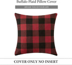 Classic Retro Checkers Plaids Linen Soft Solid Black and Red Decorative Throw Pillow Cover Home Decor Design Cushion Case for Sofa Bedroom Car 16 X 16 Inch 40 X 40 Cm