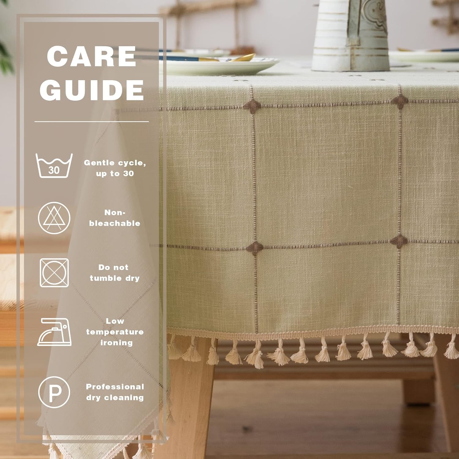 Wrinkle Free Table Cloths for Kitchen Dining Party Tablecloths Table Cloth for Rectangle Tables Farmhouse Tablecloth Christmas (Light Green, Rectangle/Oblong,55 X 71 Inch)