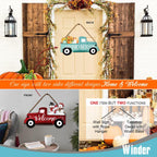 Welcome Sign & Home Sign for Front Door 2Side Rustic Red Truck Decor with 10PC Interchangeable Holiday Icons for Spring Easter 4Th of July Fall Harvest Halloween Christmas Seasonal Wall
